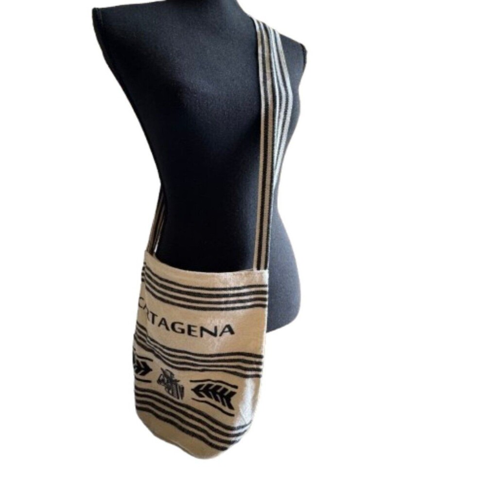 Columbian Cartagena Mochila Crossbody Bag Cream Black Print